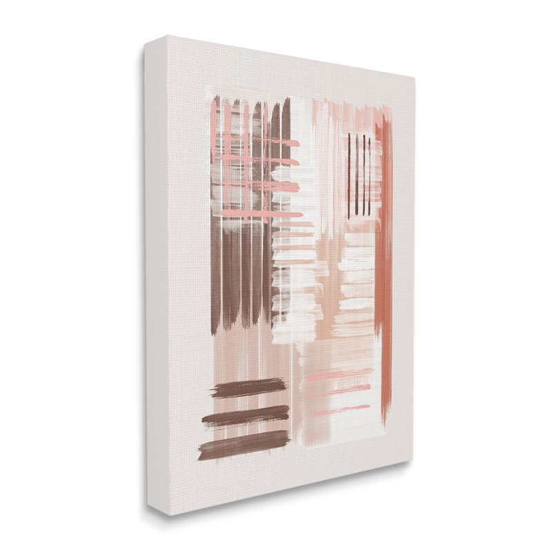 " Hatched Pink & Brown Composition " by JJ Design House LLC, 48" H x 36" W x 1.5" D