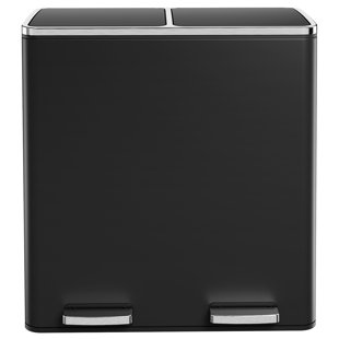 GallonStainless Steel Trash Can, Dual Compartment, Metal Kitchen Step Recycle Bin, Metal Double Dustbin, in-Home Garbage Rubbish Can, Removable Liner Buckets