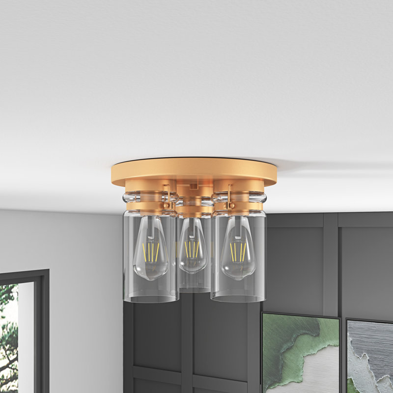 Lianabel 3-Light Gold Finish Dimmable Flush Mount Light