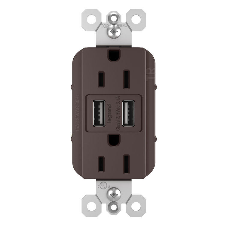 Legrand Radiant 15 Amp Tamper-resistant Usb Type A/a Outlet, Dark Bronze