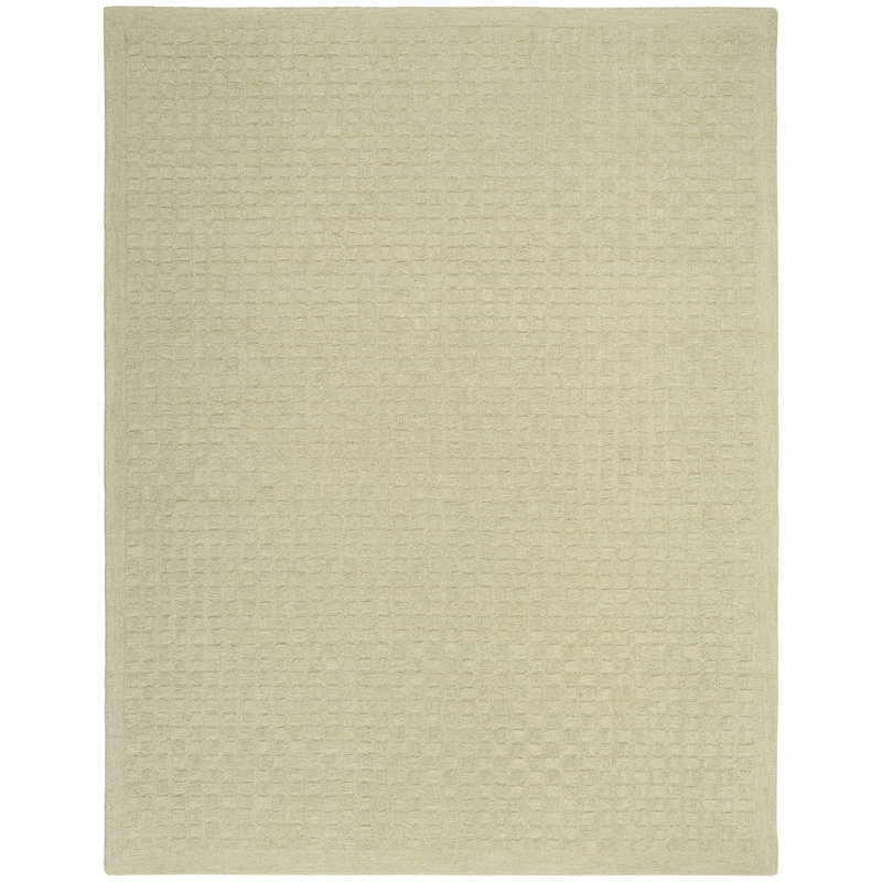 Tapis d'intérieur contemporain vert clair DKNY Pure Grids, Rectangle 7 pi 9 po x 9 pi 9 po