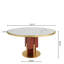 Table de salle à manger de 53 po en pierre frittée ronde pour 6 à 8 personnes, piédestal en bois massif et support en acier au carbone lourd, pré-assemblé-138528357-138528354