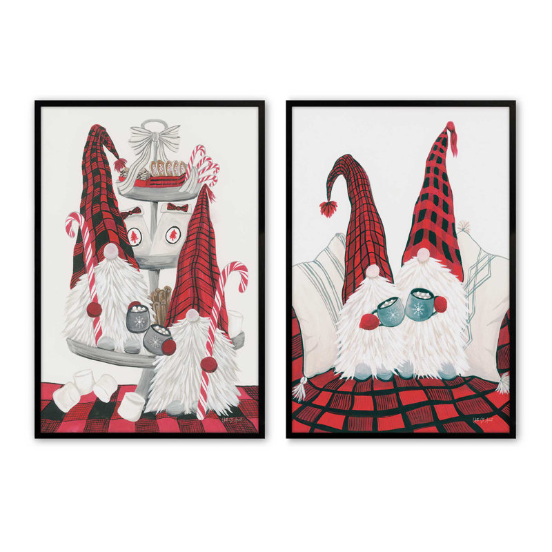 Cozy Gnome Compations, ensemble de 2 reproductions d'art, 20 po x 16 po, Noir satiné