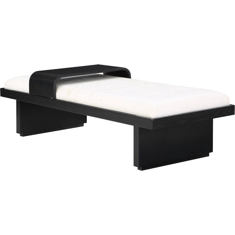 Arlington Bryaunna Chenille Fabric Upholstered Bench, Cream Chenille Fabric / Black Finish