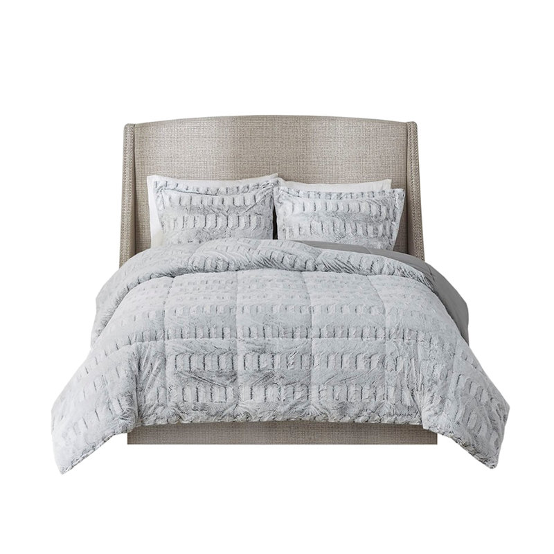 Édredon simple en faux vison avec bourre et fourrure de couleur grise Mini pour rembourrage de linge, Gris