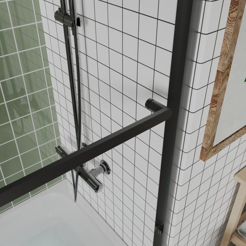 56 In.-60 In. W X 58 In. H Sliding Framed Tub Door With Clear Glass, Matte Black