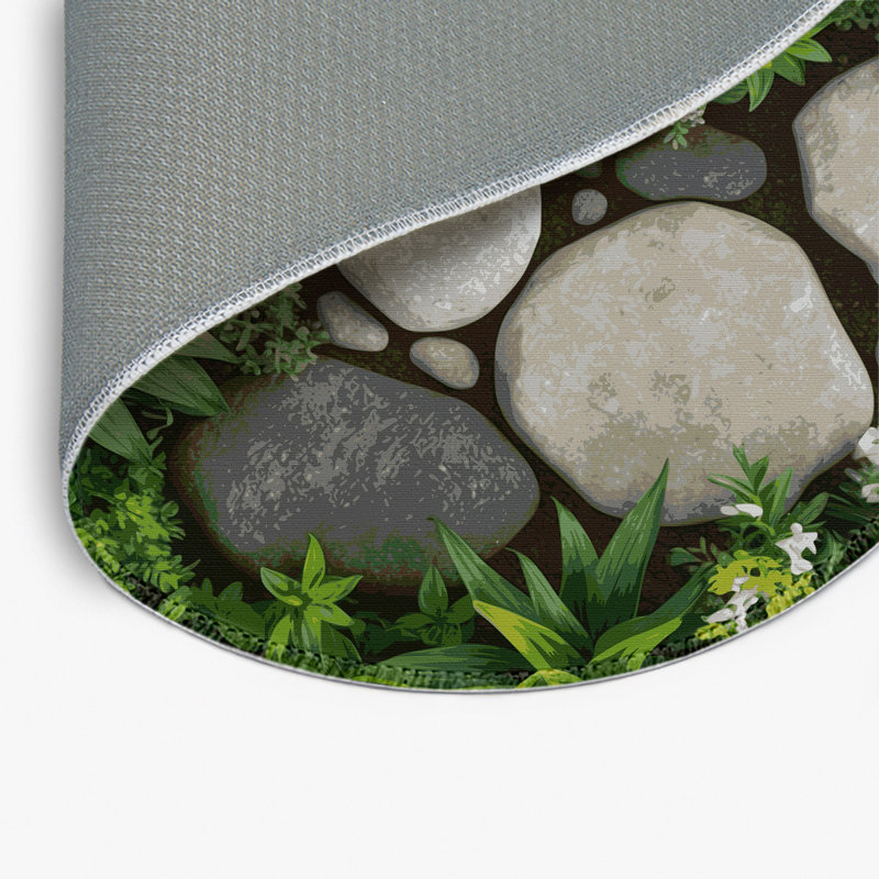 Tapis d'intérieur et d'extérieur vert Nature, Rond 5 pi