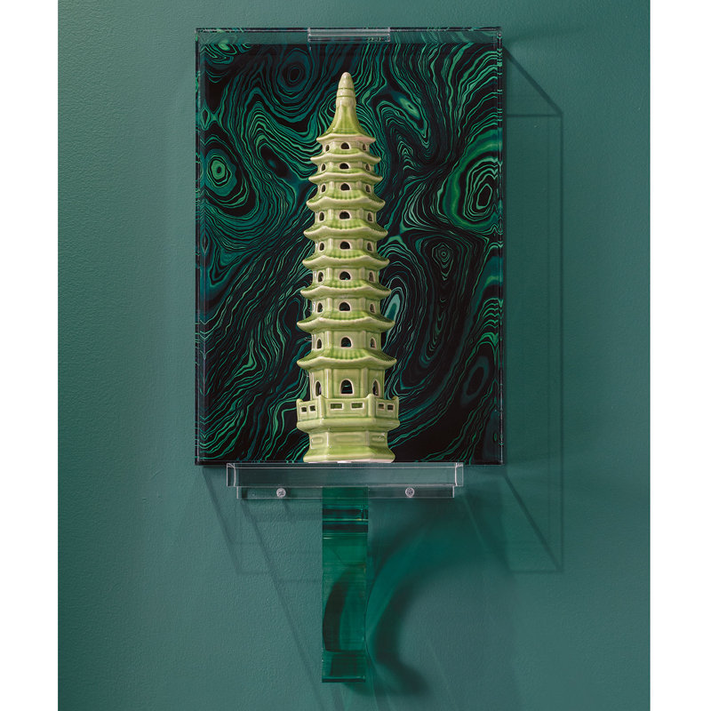 Glencoe Accent Shelf, Green/Clear