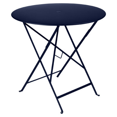 Bistro Round Metal Folding Outdoor Bistro Table With Umbrella Hole , in. W in. D