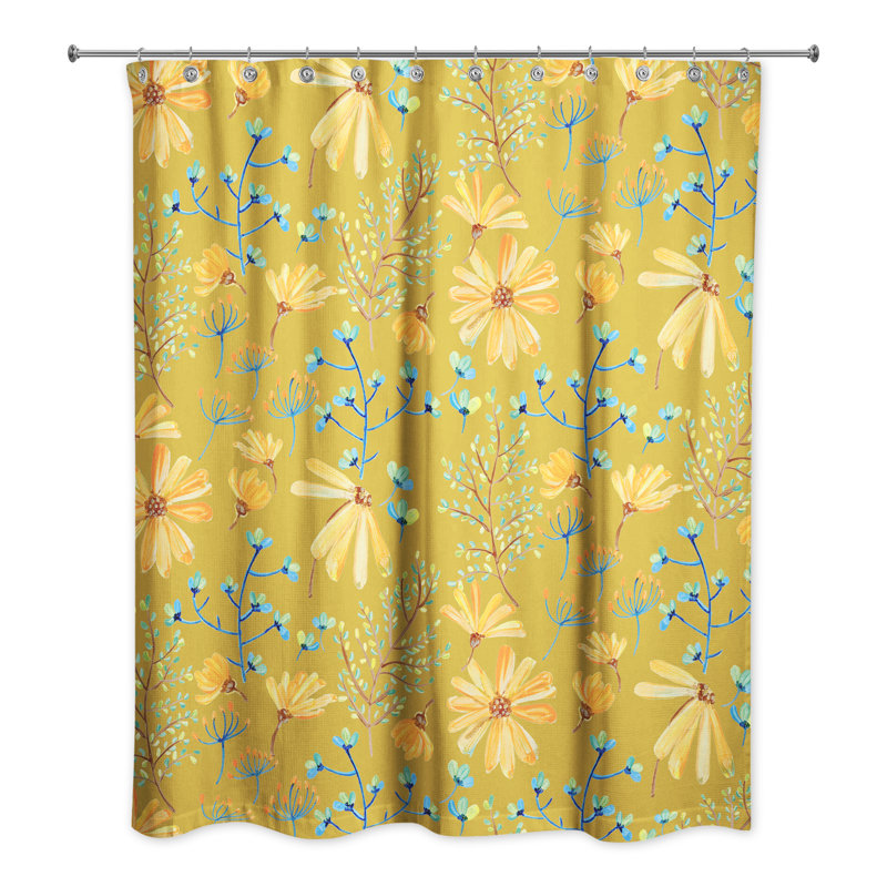 Rolena Floral Shower Curtain, Yellow