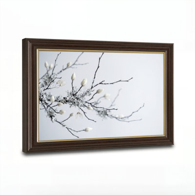 Art mural antique sur toile encadré doré pour le salon, la chambre à coucher, le bureau ou le vestibule - décoration murale décorative avec branche d'hiver