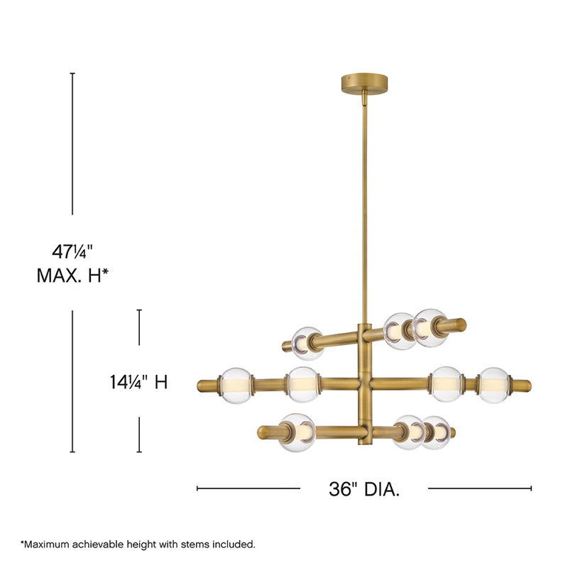 Hinkley Saxon Chandelier, 14.25" H x 36" W x 36" D