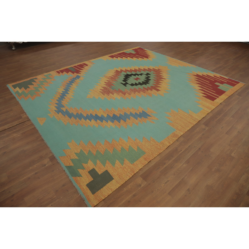 Tapis oriental bleu clair Kilim 8 x 10