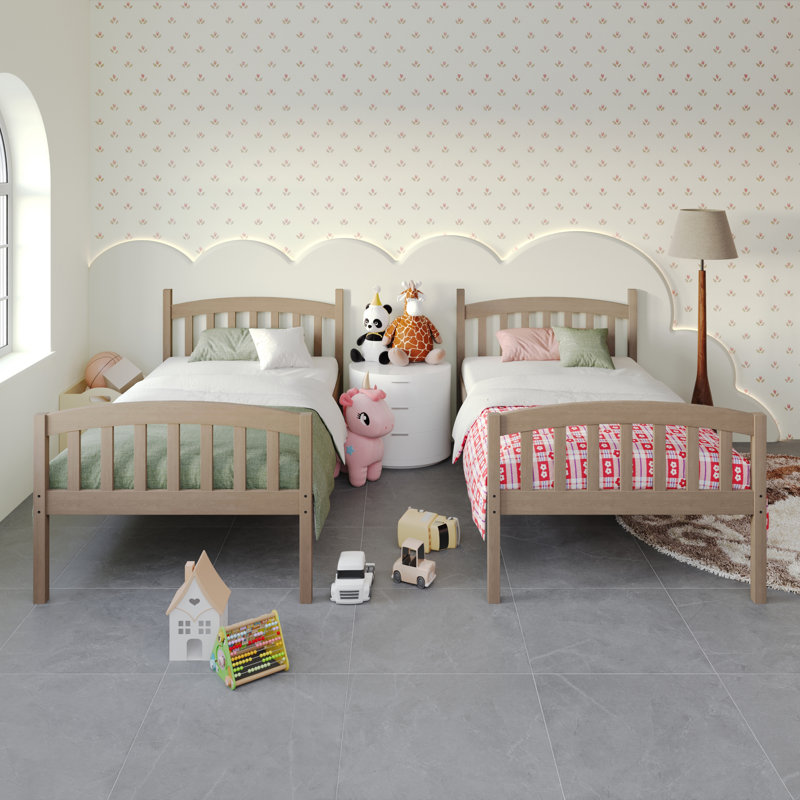 Lit superposé simple Jeeven Kids, Gris antique