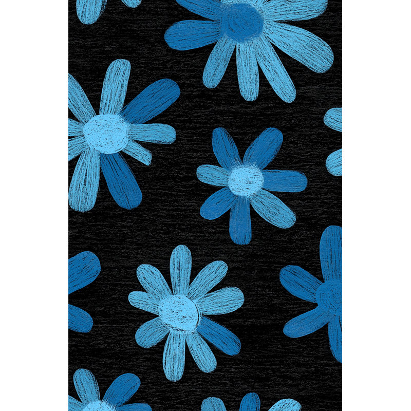 Papier peint floral bleu