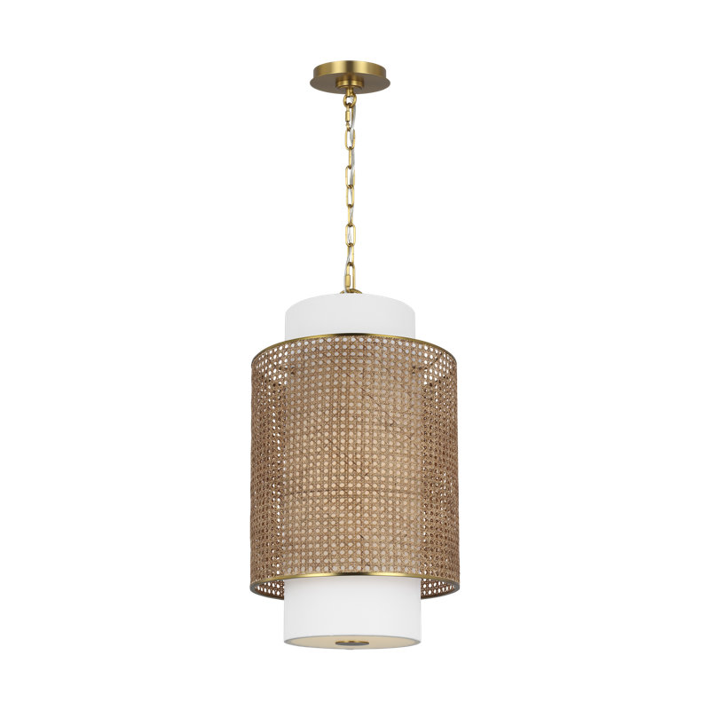 Linen Steel Dimmable Pendant, 1, Blonde/Burnished Brass, 27.38" H x 15" W x 15" D