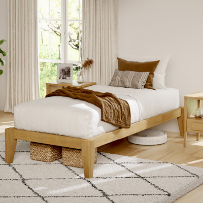 Carruthers Full Bed Frame - Solid Wood Platform Bed - Japanese Joinery Bed Frame - Wood Slat Support - No Box Spring Needed - Easy Assembly - Minimalist & Modern Style (Light Oak, Twin Xl)