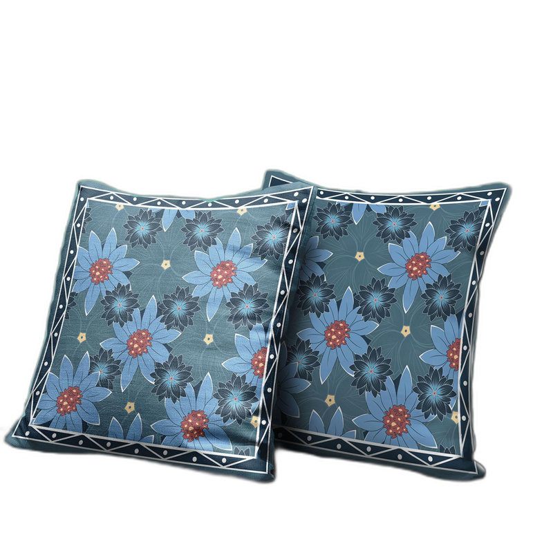 Coussin 26 x 26, Bleu/rouge