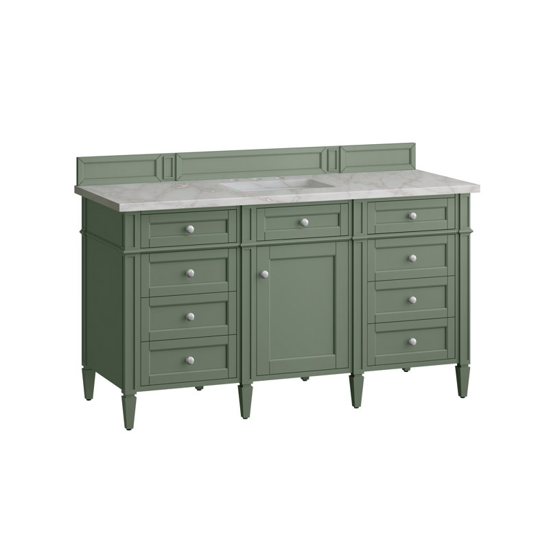 Brittany 60 in. Single Vanity, Victory Blue, Victorian Silver, 8" Widespread