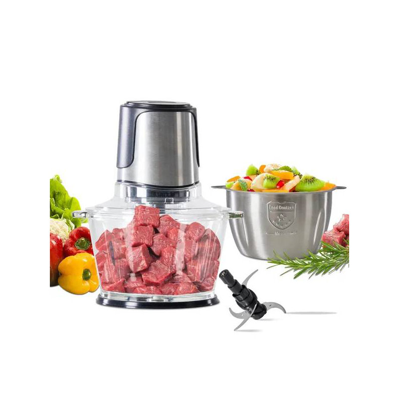 Food Processor, Electric Meat Grinder, Vegetable Chopper, with Dual Bowls