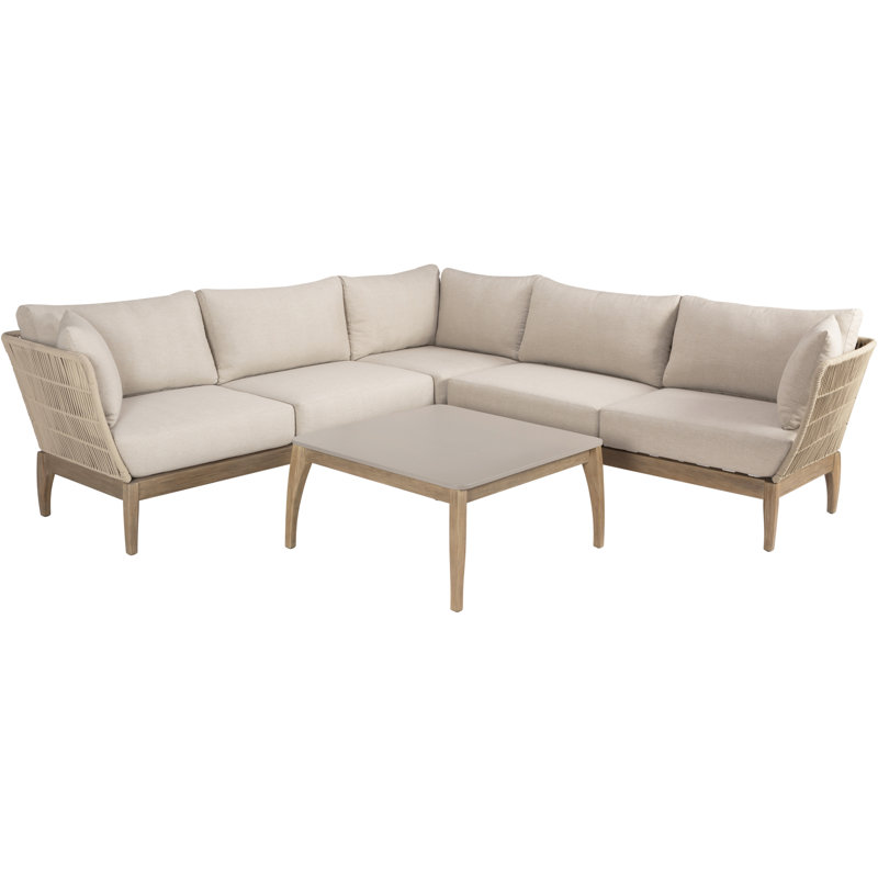 Geraldo Wicker 5 - Person Garden Lounge Set with Cushions