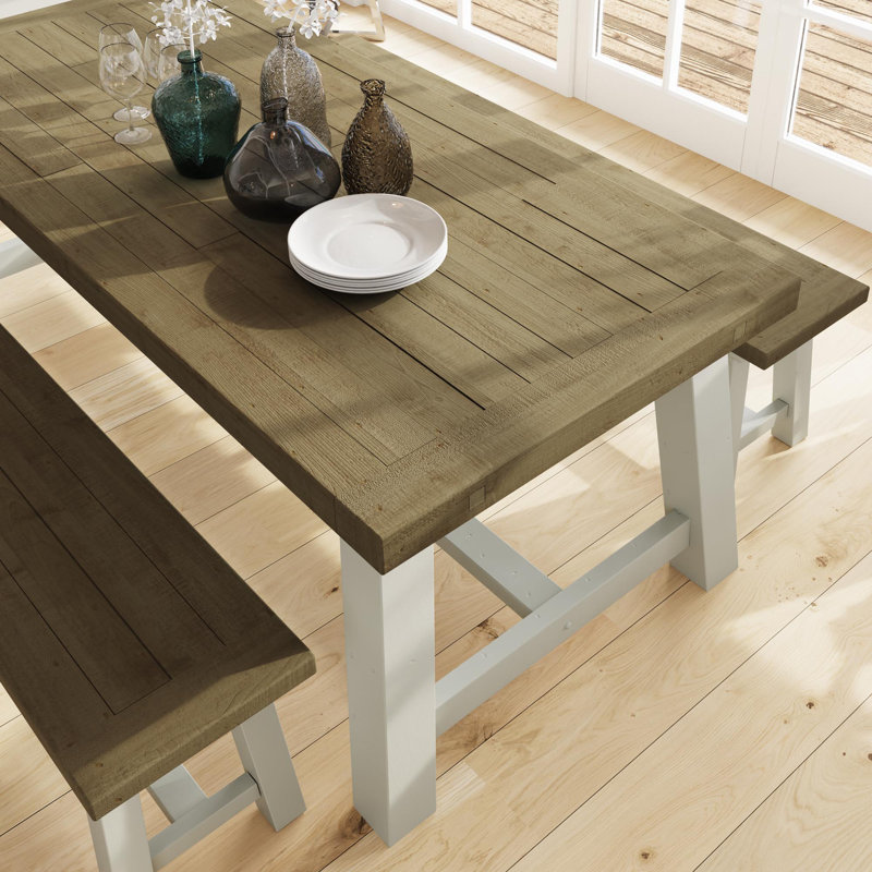 Brents Solid Wood Trestle Base Extending Dining Table. 100cm x 200-290cm. Includes 2 Extension Leaves