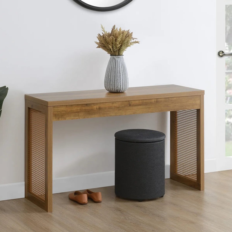 Retro Minimalist Console Table, Natural Wood, 29.53" H x 70.87" W x 15.75" D