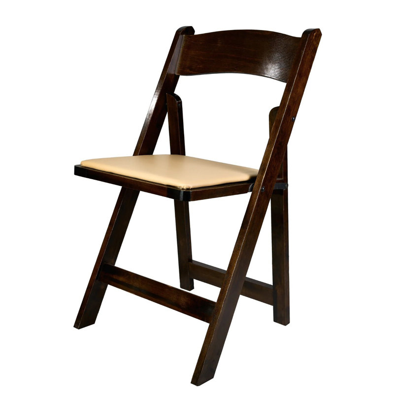 ToughWood Folding Chair with Cushion by Chivari, Fruitwood/Tan