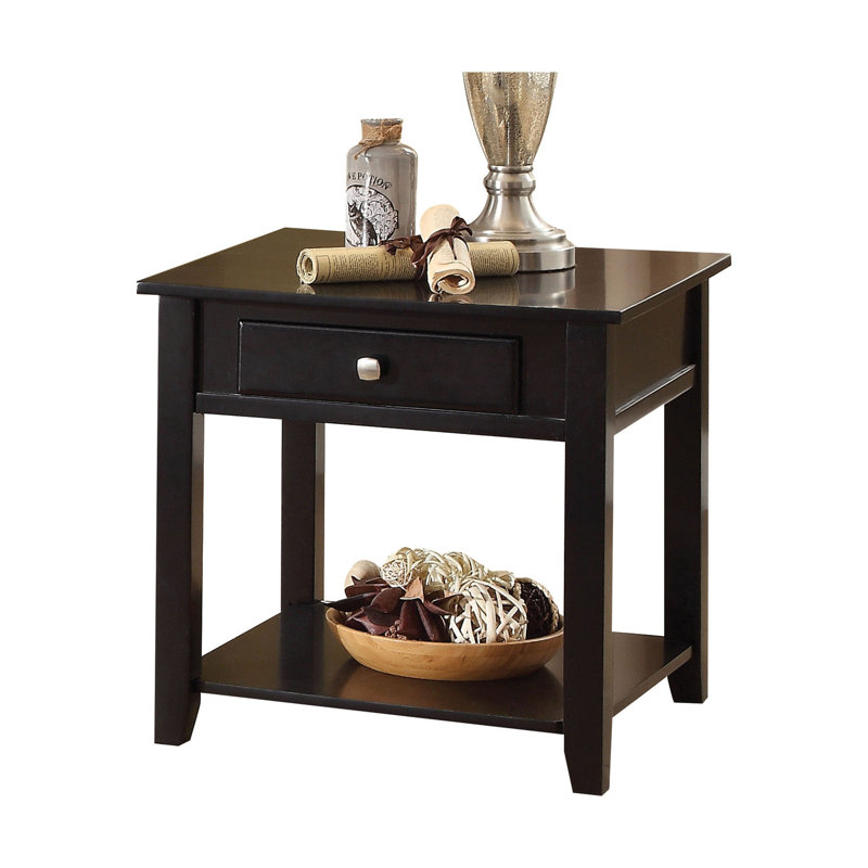 Black End Table With Bottom Shelf