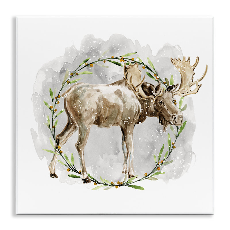 Rustic Moose with Wreath Giclee Art by Carol Robinson
