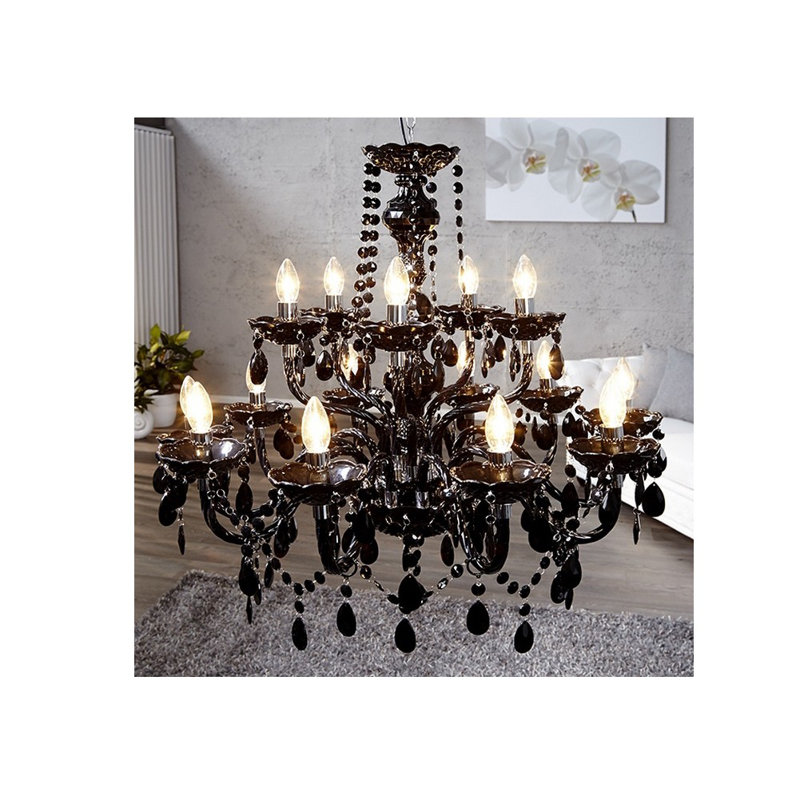 15-light chandelier, Black