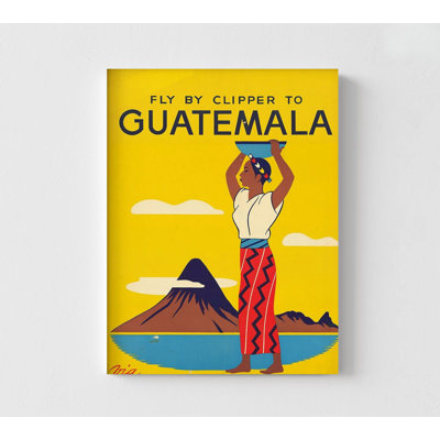 Fly By Clipper To Guatemala, Colorful Latin American Travel Poster Print, Extra Large Tropical South American Trip Gift Idea