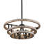 Lustre en bois massif à 6 lumières avec abat-jour en métal et abat-jour ajustable Farmhouse