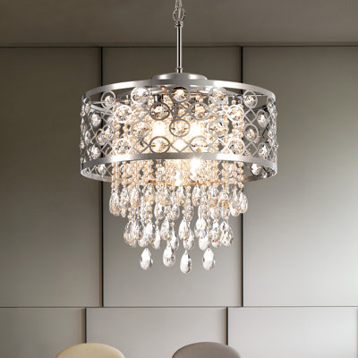 Jolie 5 - Light 17"W Dimmable Lantern Drum Chandelier with Crystal Accents