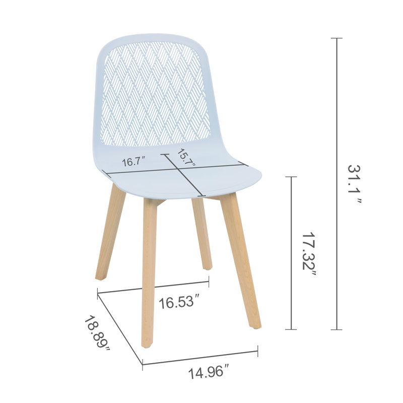 Modern PP Dining Chair with Beech Wood Legs, Kitchen & Dining Room Chairs SH-C, Light Blue