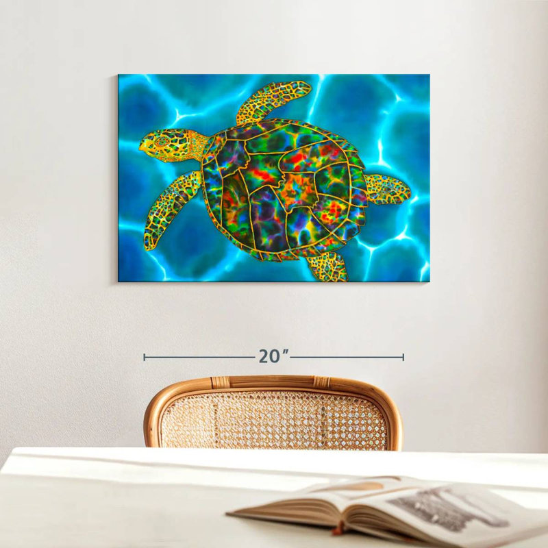 Brampt Rainbow Opal Sea Turtle, 16" H x 24" W
