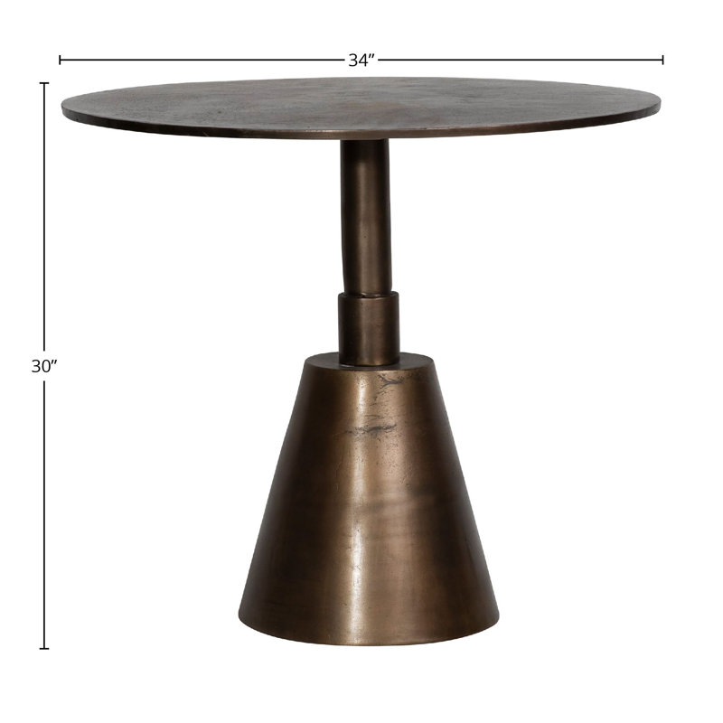 Sunbury 34-Inch Round Aluminum Oil Brass Finished Pedestal Base Bistrotable