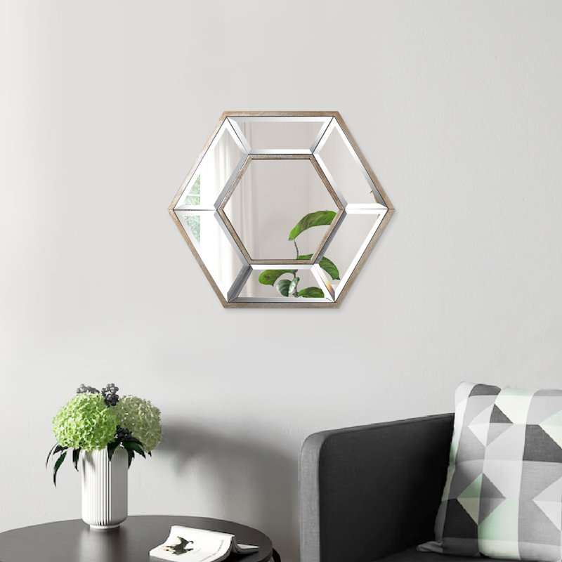 Glass Frame Mirror, 12" H x 14" W