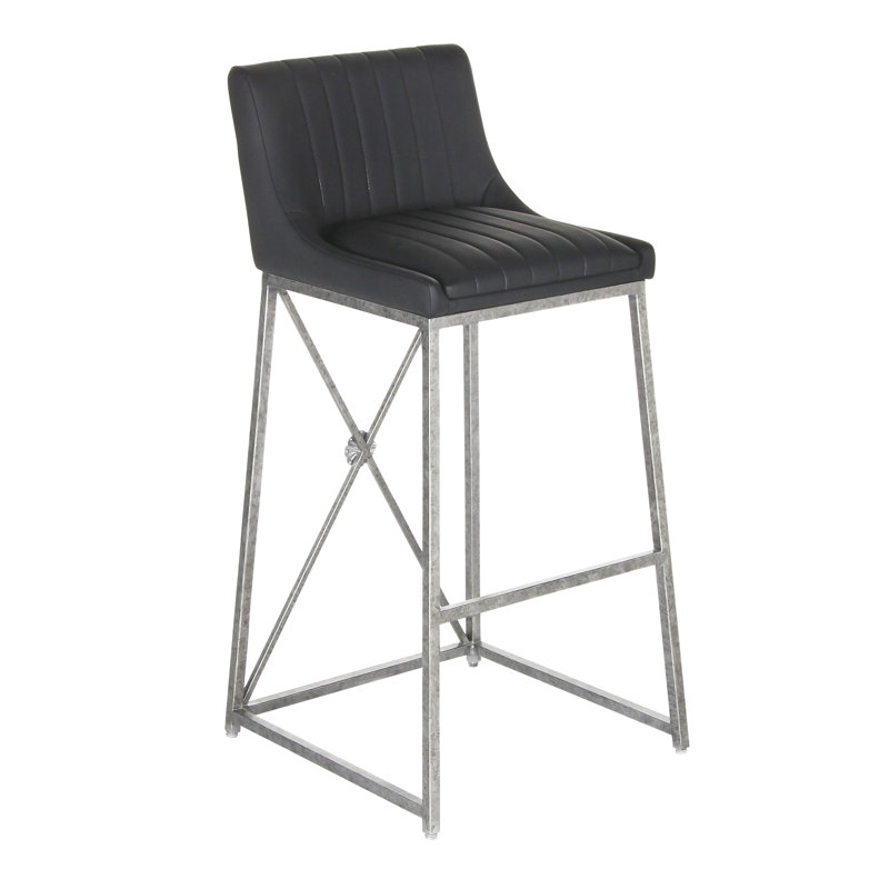 Medallion Stool, Royal Silver, Bar Stool (30'' Seat Height), Black