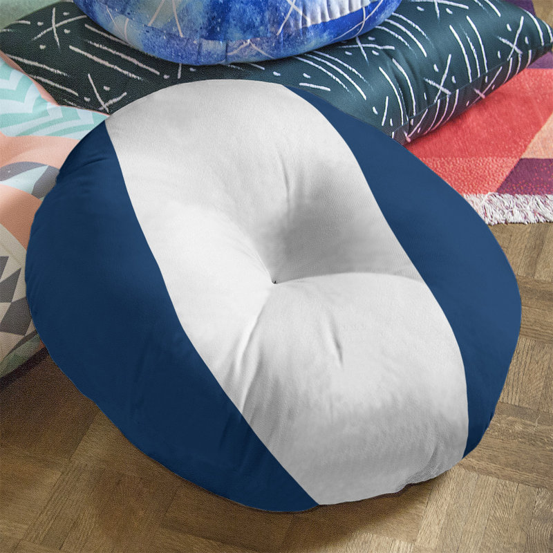  Coussin de sol touffeté, 26 po x 26 po, Bleu / blanc