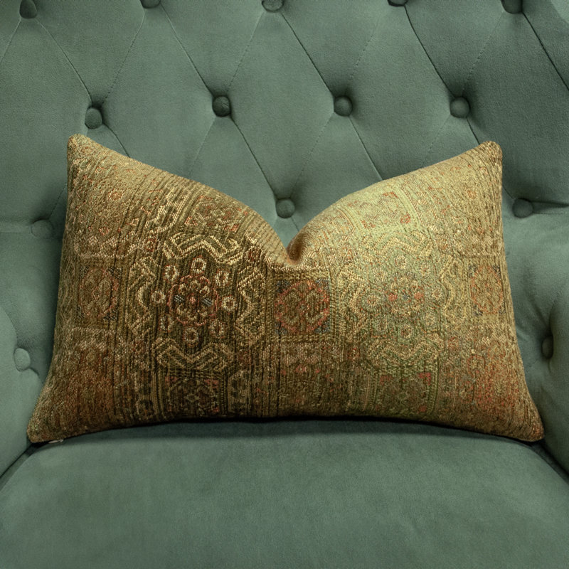 Assortiment de tailles de coussins décoratifs à motif de médaillon brun rustique et vert Thomas Collection®, 12 po x 20 po