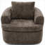 Fauteuil d'appoint touffeté tonneau pivotant à 360 ° en chenille de ton brun pour salon-1096975872