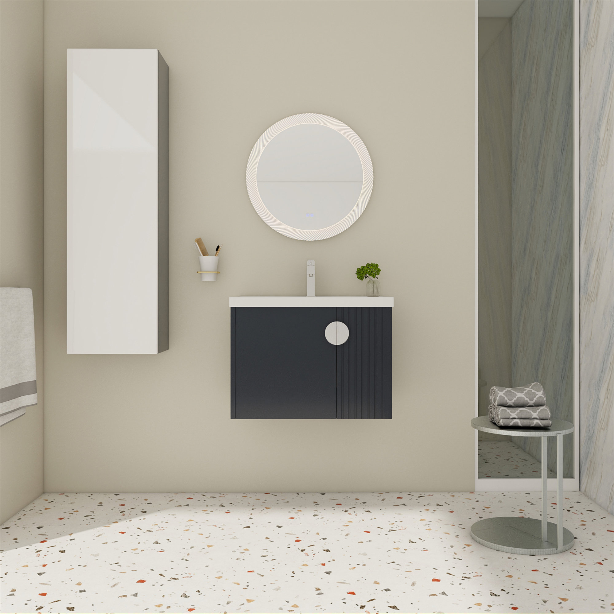 Tryimagine 28 Inch Bathroom Vanity With Ceramic Sink, For Small ...
