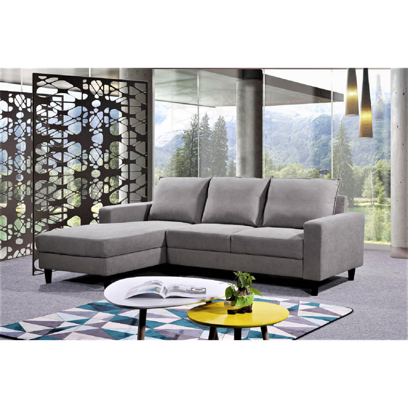 Pamila Upholstered L-Shaped Sectional, Left Hand Facing, Gray