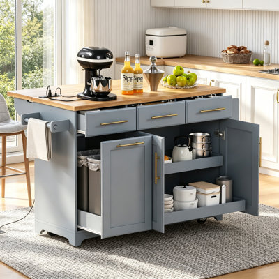 Chariot de rangement pour îlot de cuisine avec abattant