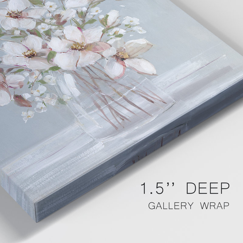 Magnolia Romance - Ensemble de 2 peintures sur toile tendue, H 12 po x l 16 po x P 1 po