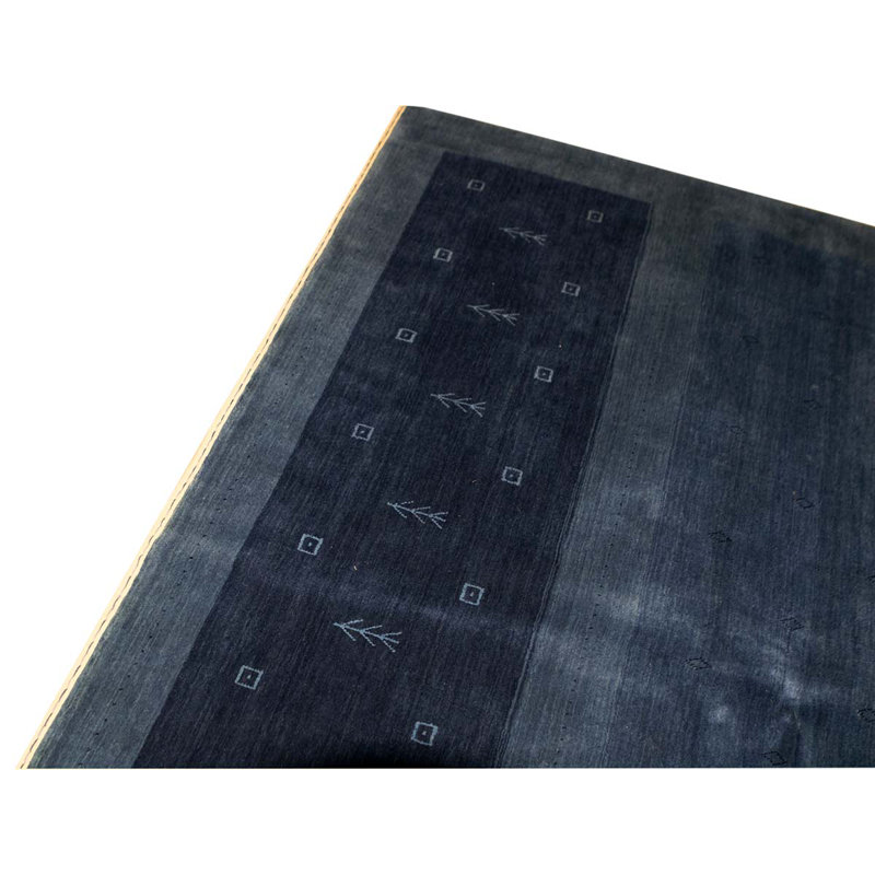 Tapis unique bleu foncé / bleu clair / blanc noué à la main de haute qualité