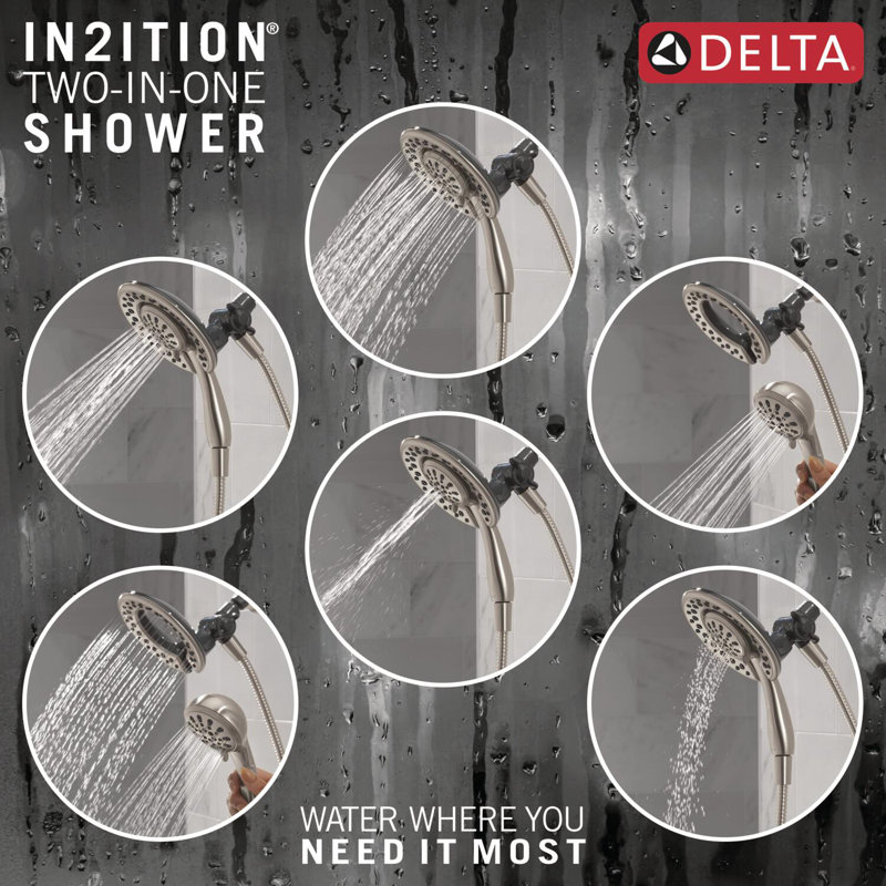 Pomme de douche double 2 en 1 avec filtre de douche standard Clarifi In2ition, Nickel brossé Spotshield