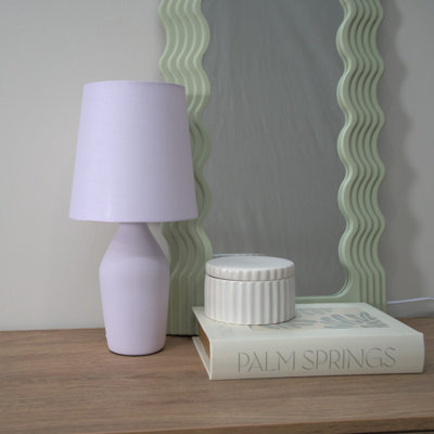 Daiva Pink Rose Ceramic Table Lamp with Rose Shade with LED Bulb