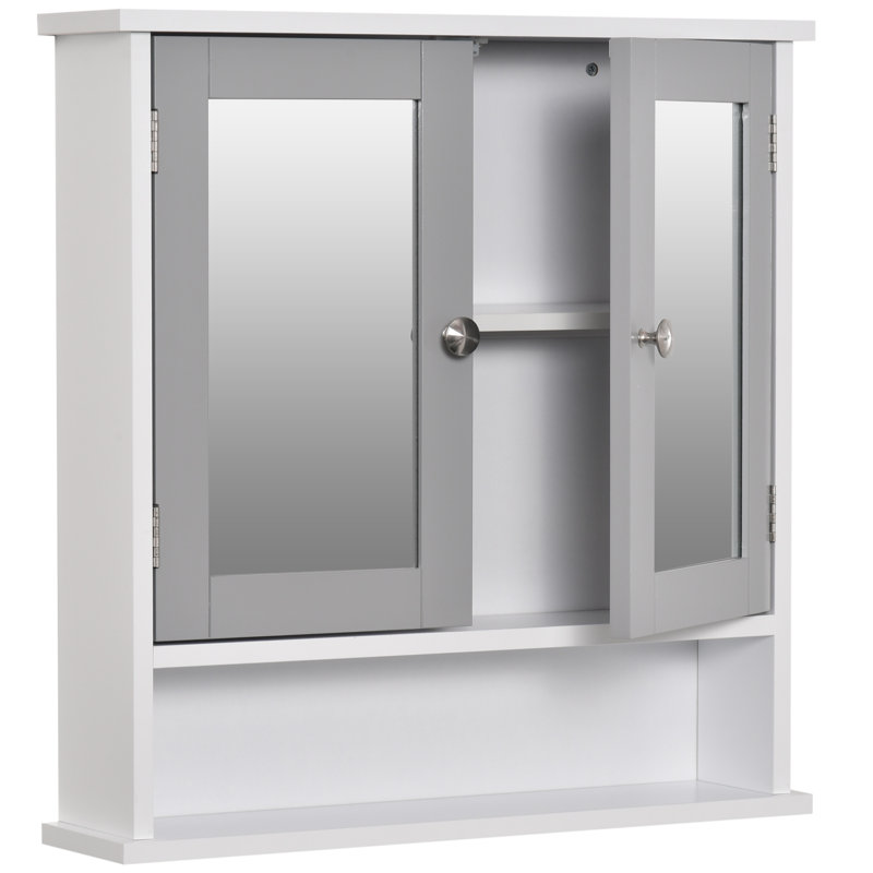 Dayaan Wall Mounted Mirror Cabinet W/ Double Mirror Doors & Adjustable Shelf